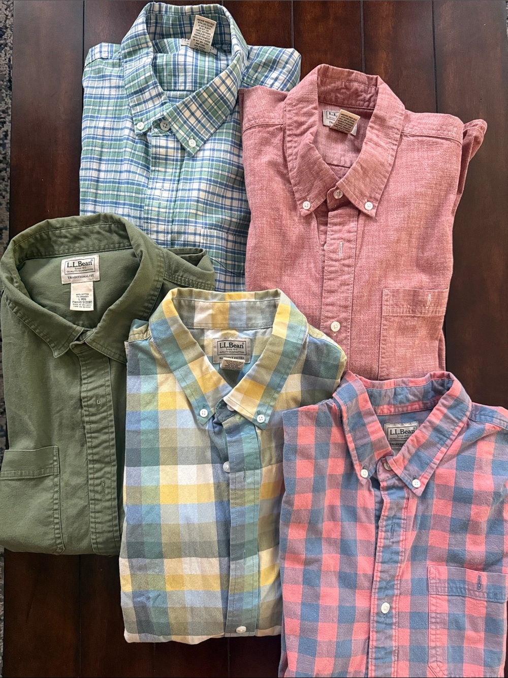 L.L. Bean Men's Button-Down Shirt - button down shirts, lot of 5, Large-regular